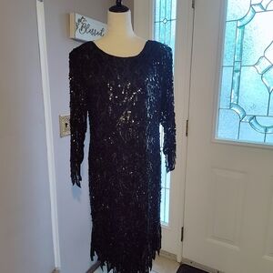 Vintage Oversized Black Sequin Dress